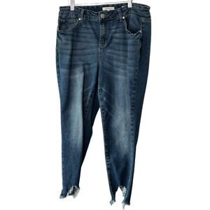 ARULA A BEAUTIFUL SOUL Medium Rinse Raw Hem Cropped Jeans Sz 14 High-Rise